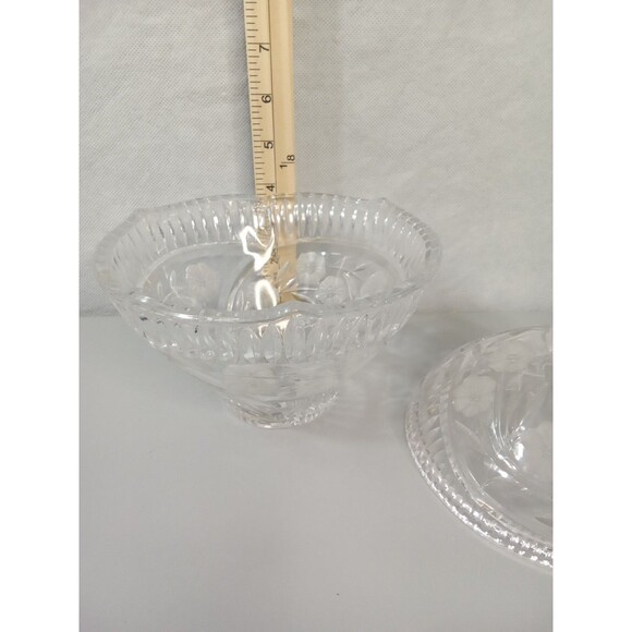 Crystal Covered Compote Bowl Candy Dish Floral - Picture 6 of 7